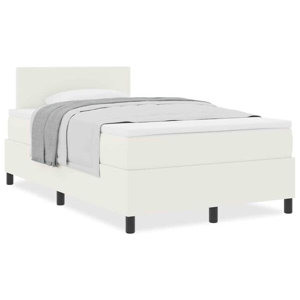 vidaXL Boxspring bed Cr&egrave;me en Wit 203 x 120 x 88 cm Katoenen stof