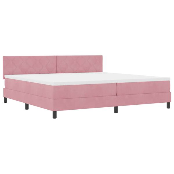 vidaXL Boxspringbed met matras Roze 200 x 200 cm Fluweel