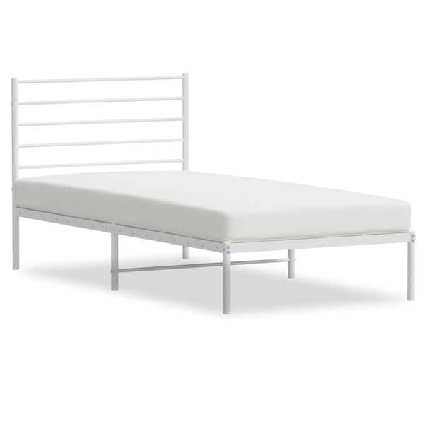 vidaXL Bedframe met hoofdbord metaal wit 100x190 cm