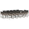 vidaXL 15-delige Tuinset met kussens poly rattan grijs
