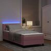 vidaXL LED Box Spring Bed met matras met LED Roze 90 x 190 cm Fluweel