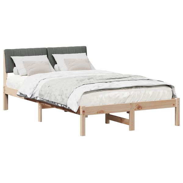 vidaXL Bedframe Bruin en donkergrijs 120 x 190 cm Massief grenenhout