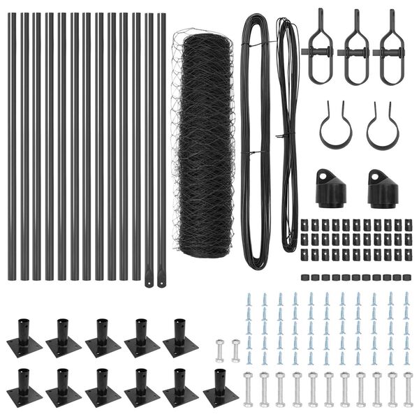 vidaXL Afrasteringspaal Grijs 25 x 0,4 m (50 mm gaas) Staal en PVC
