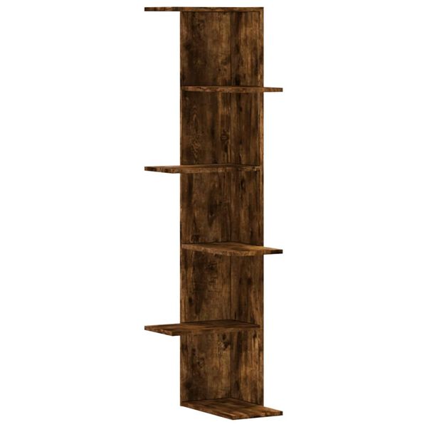 vidaXL Hoekwandschap 36,5x36,5x140 cm bewerkt hout gerookt eikenkleur