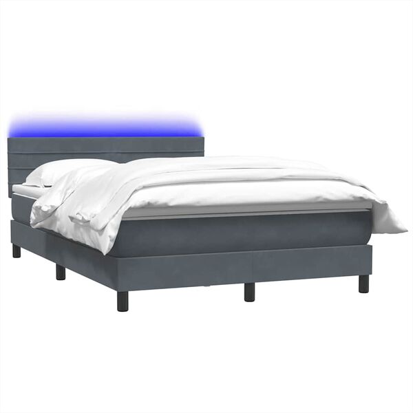 vidaXL Boxspring met matras en LED fluweel donkergrijs 140x210 cm