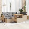 vidaXL 7-delige Loungeset met kussens poly rattan acacia beige