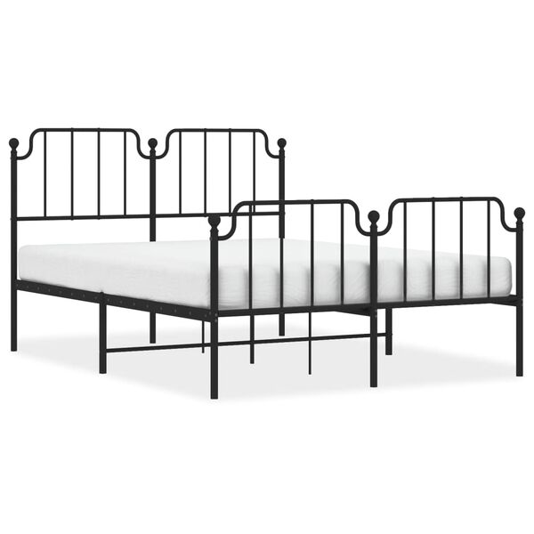 vidaXL Bedframe met hoofd- en voeteneinde metaal zwart 140x190 cm