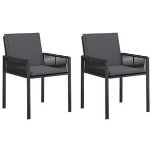 vidaXL Tuinstoelen met kussen 6 pcs Zwart en Donkergrijs poly rattan