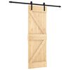 vidaXL Schuifdeur Naturel en Zwart 70 x 210 cm Massief Grenenhout