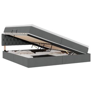 vidaXL Opbergbed met LED met matras Donkergrijs 200 x 200 cm Stof