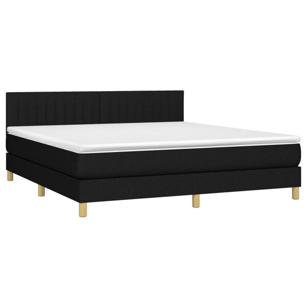 vidaXL Boxspring met matras en LED stof zwart 180x200 cm