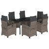 vidaXL 7-delige Tuinset met kussens poly rattan grijs