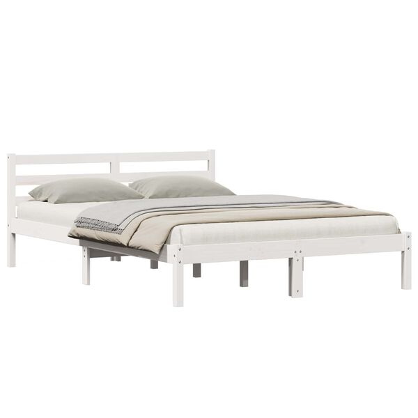 vidaXL Bedframe Wit 208.6 x 157.6 x 69.4 cm Massief grenenhout