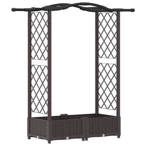 vidaXL Verhoogd Bed met Trellis en Dak Bruin 124 x 40 x 125 cm PP
