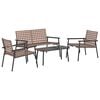 vidaXL Tuin eettafelset 4 st Bruin poly rattan