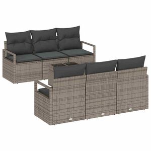 vidaXL Bankstel 7 st 6-Aantal zitplaatsen Grijs poly rattan