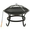 vidaXL Vuurschaal en barbecue 2-in-1 met pook 56x56x49 cm staal