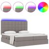 vidaXL Bed met LED-striplichten met hoofdeinde Taupe 200 x 200 cm Stof