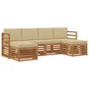 vidaXL Sofa-Sets 6 pcs Natuurlijk en Beige Massief Acaciahout