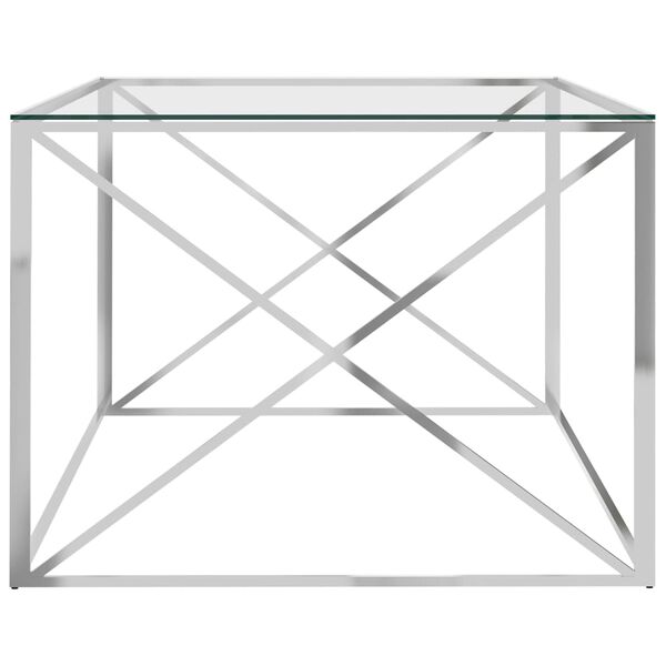 vidaXL Salontafel 120x60x45 cm roestvrij staal en glas zilverkleurig
