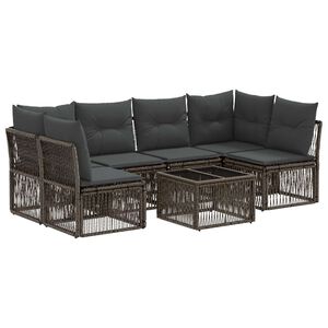 vidaXL Tuinbankenset 7 st Grijs poly rattan