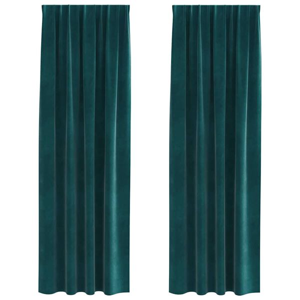 vidaXL Verduisterende gordijnen 2 pcs Donkergroen 140 x 225 cm Fluweel