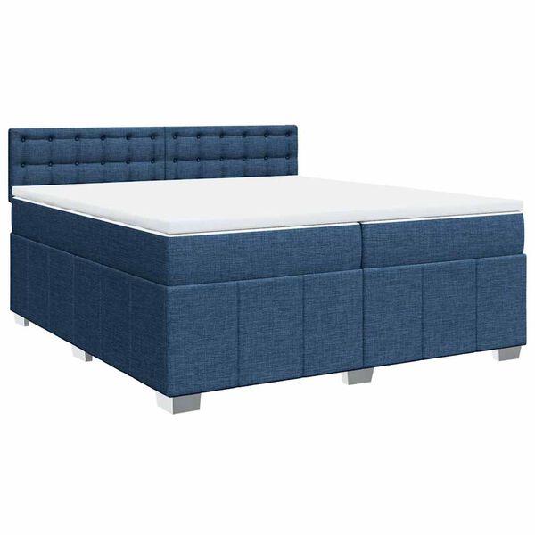 vidaXL Boxspring met matras stof blauw 200x200 cm