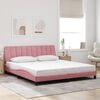 vidaXL Bedframe met LED zonder matras "Hanko" fluweel roze 180x200 cm