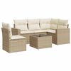 vidaXL 6-delige Loungeset met kussens poly rattan beige