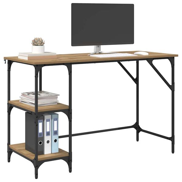 vidaXL Bureau Artisan Eiken 120 x 50 x 75 cm Bewerkt hout