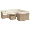 vidaXL 9-delige Loungeset met kussens poly rattan beige