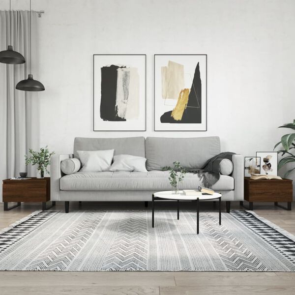 vidaXL Salontafels 2 st 50x46x35 cm bewerkt hout bruin eikenkleur