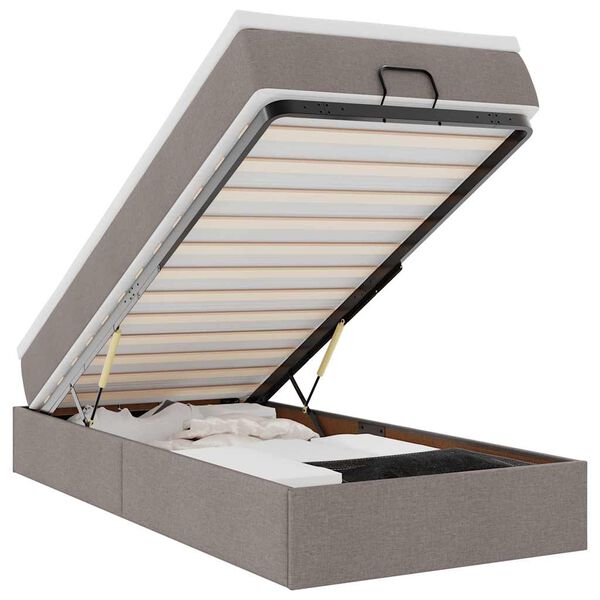 vidaXL Ottoman bed met matras 80x200cm stof taupe