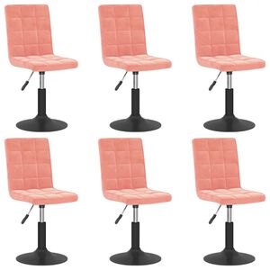 vidaXL Eetkamerstoelen draaibaar 6 st fluweel roze