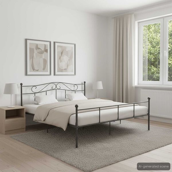 vidaXL Bedframe metaal grijs 180x200 cm