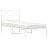 vidaXL Bedframe met hoofdbord zonder matras metaal wit 75x190 cm