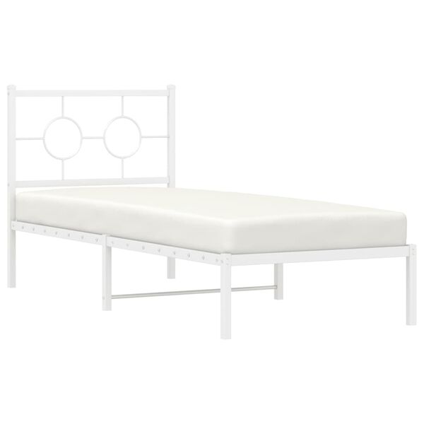 vidaXL Bedframe met hoofdbord zonder matras metaal wit 75x190 cm