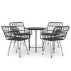 vidaXL 5-delige Tuinset poly rattan zwart