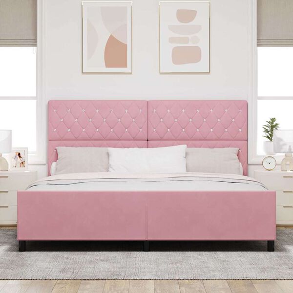 vidaXL Boxspringbed met hoofdeinde Roze 200 x 200 cm Fluweel