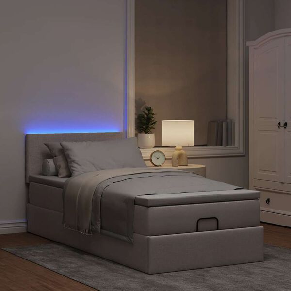 vidaXL Ottoman bed met matras en LED's 90x190cm stof taupe