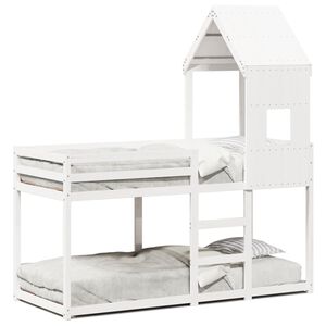 vidaXL Stapelbed met bedhuis massief grenenhout wit 80x200 cm