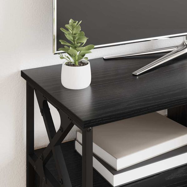 vidaXL TV-kast Zwart Eiken 90 x 33 x 45 cm Engineered hout en staal