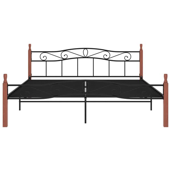 vidaXL Bedframe metaal en massief eikenhout zwart 200x200 cm