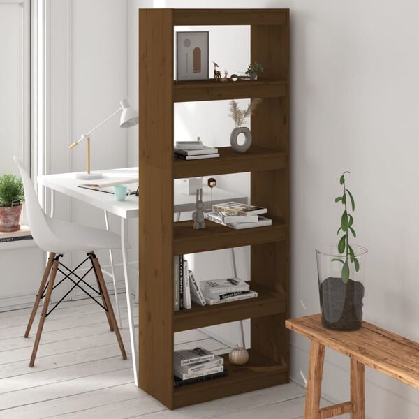 vidaXL Boekenkast/kamerscherm 60x30x167,5 cm grenenhout honingbruin