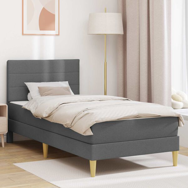 vidaXL Bedframe Donkergrijs 90 x 190 cm Polyester