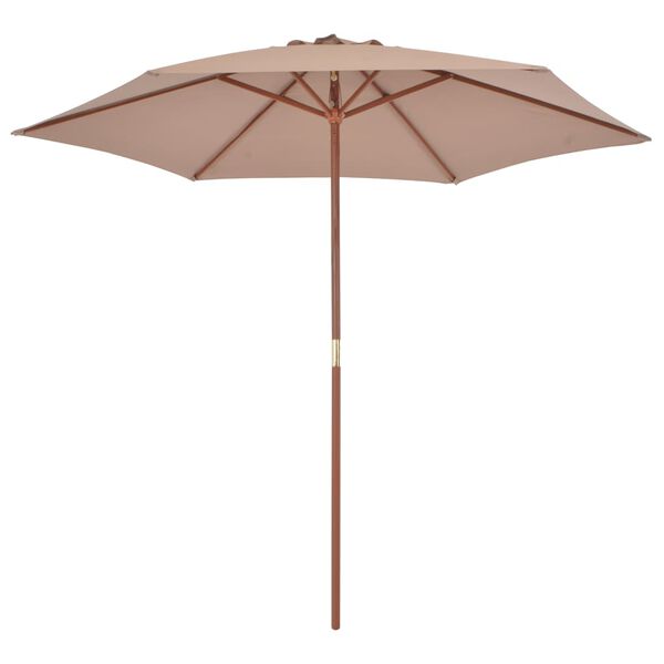 vidaXL Parasol met houten paal 270 cm taupe