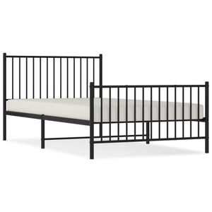 vidaXL Bedframe met hoofd- en voeteneinde metaal zwart 107x203 cm