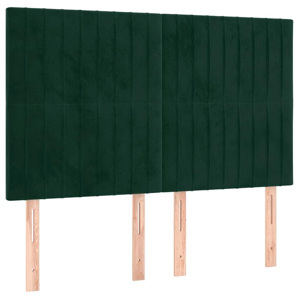 vidaXL Hoofdbord donkergroen 144x5x118/128 cm fluweel