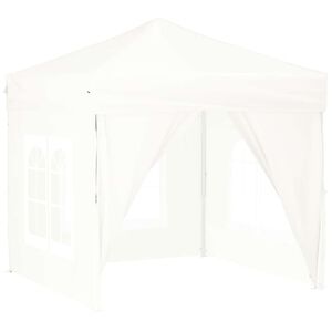 vidaXL Partytent inklapbaar met zijwanden 2x2 m wit
