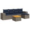 vidaXL 6-delige Loungeset met kussens poly rattan grijs